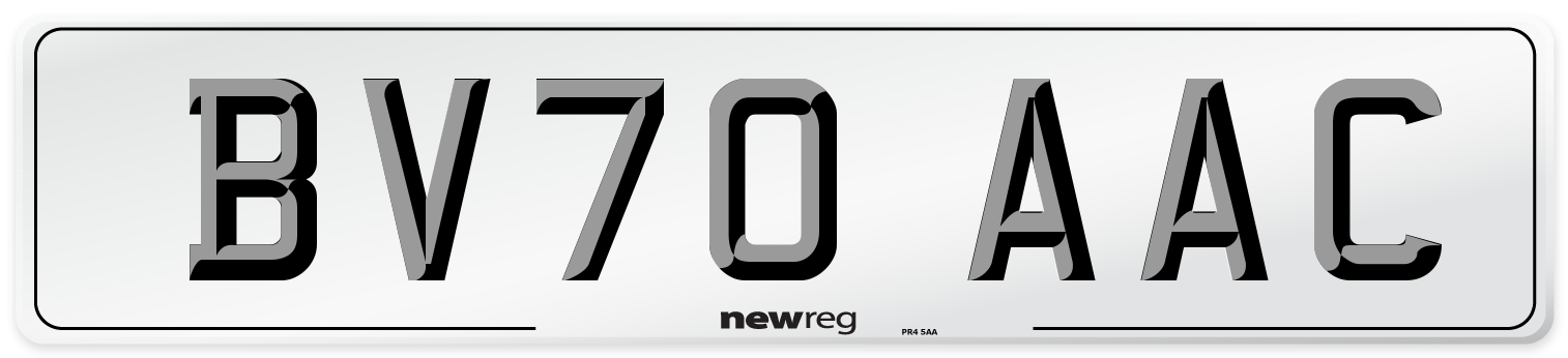 BV70 AAC Number Plate from New Reg